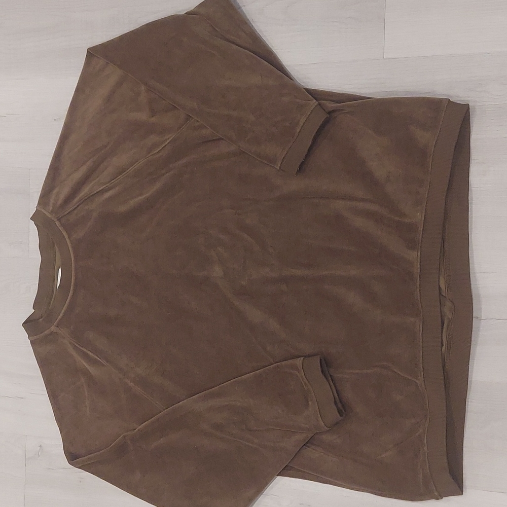OversizedOlive Green velvet sweatshirt